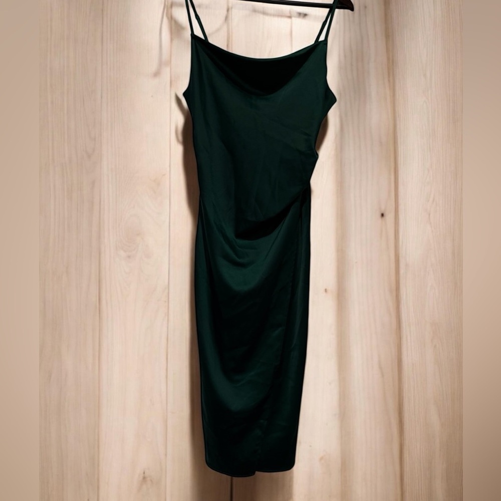 Lulu's Forest Green Cowl Neck Midi Slip Dress